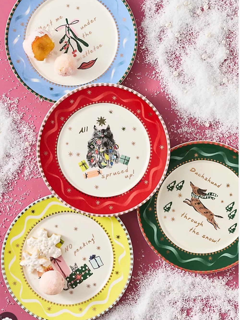Anthropologie Dog Christmas Plate Caroline Stoneware Holiday New Dachsund NIB 8” - Picture 7 of 7